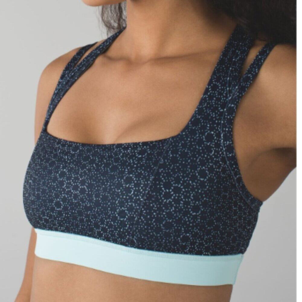 Lululemon Splendour Bra Star Pixel Aquamarine Naval Blue / Peacock Blue - Size 8